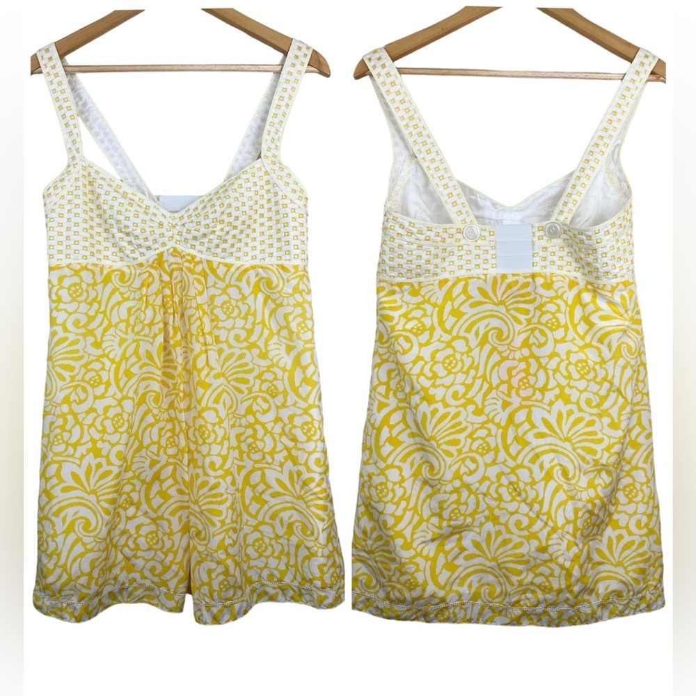 NWT CYNTHIA by Cynthia Steffe Yellow Floral Eyelet Silk Cotton Top Size 8